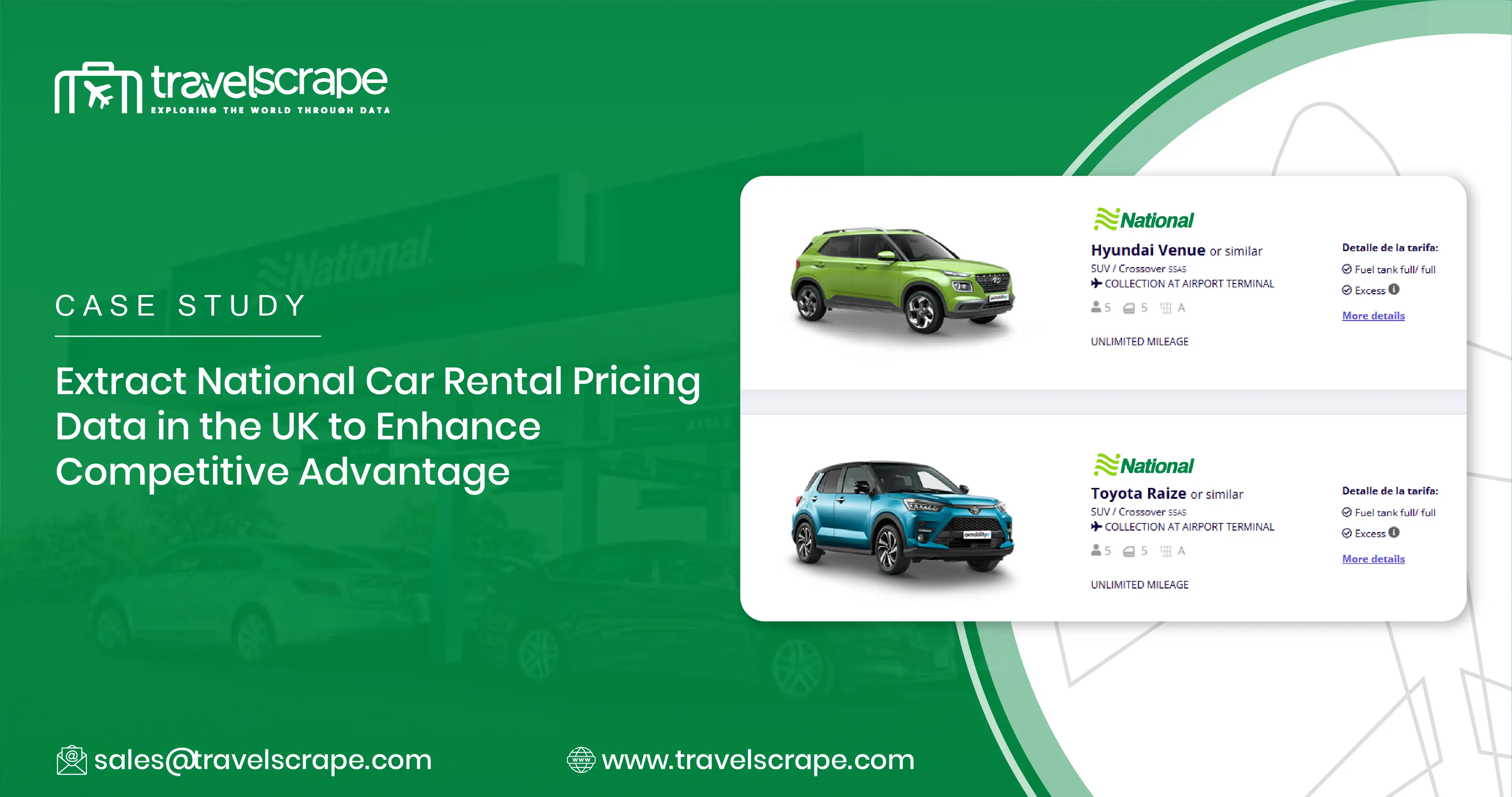 Extract National Car Rental Pricing Data in the UK